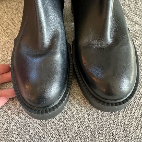 Coach Lacey Leather Lug-Sole Ankle Boots Black Size 8.5 - Picture 3 of 9